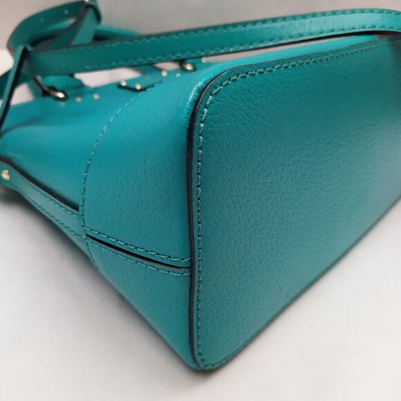 Kate Spade Teal Leather Double Handles Zipper Closure Satchel Bag - Picture 7 of 16